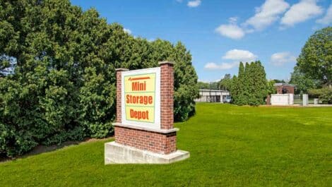 Sign at Mini Storage Depot in Goshen, IN.