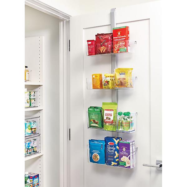 Over the door storage space for non-perishable items. 